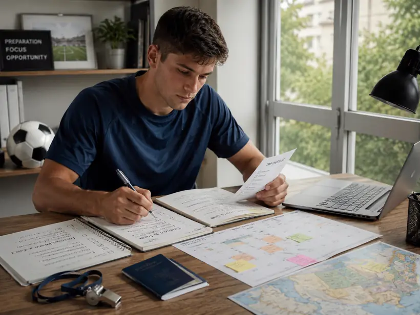 Planning the trip — checklist, passport and map on a desk